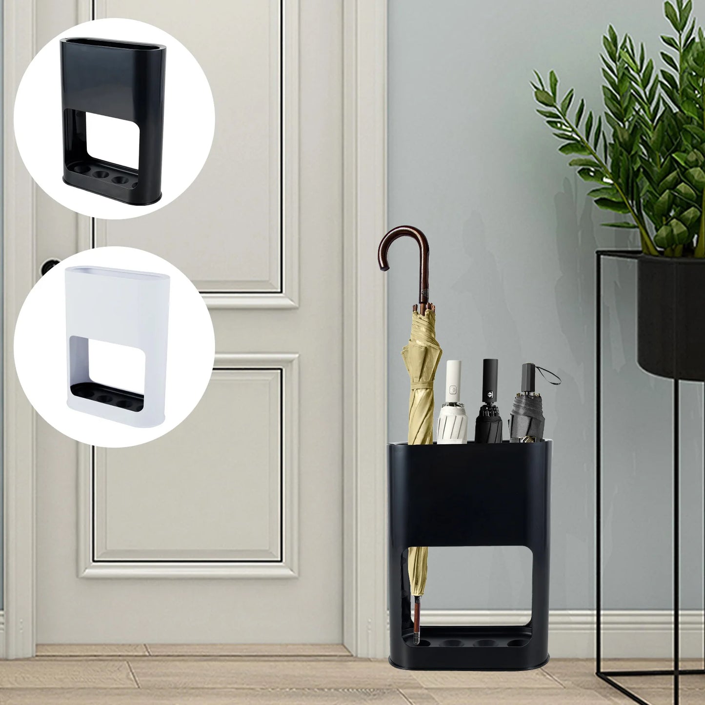 Plastic Umbrella Rack with Removable Tray – Home & Office