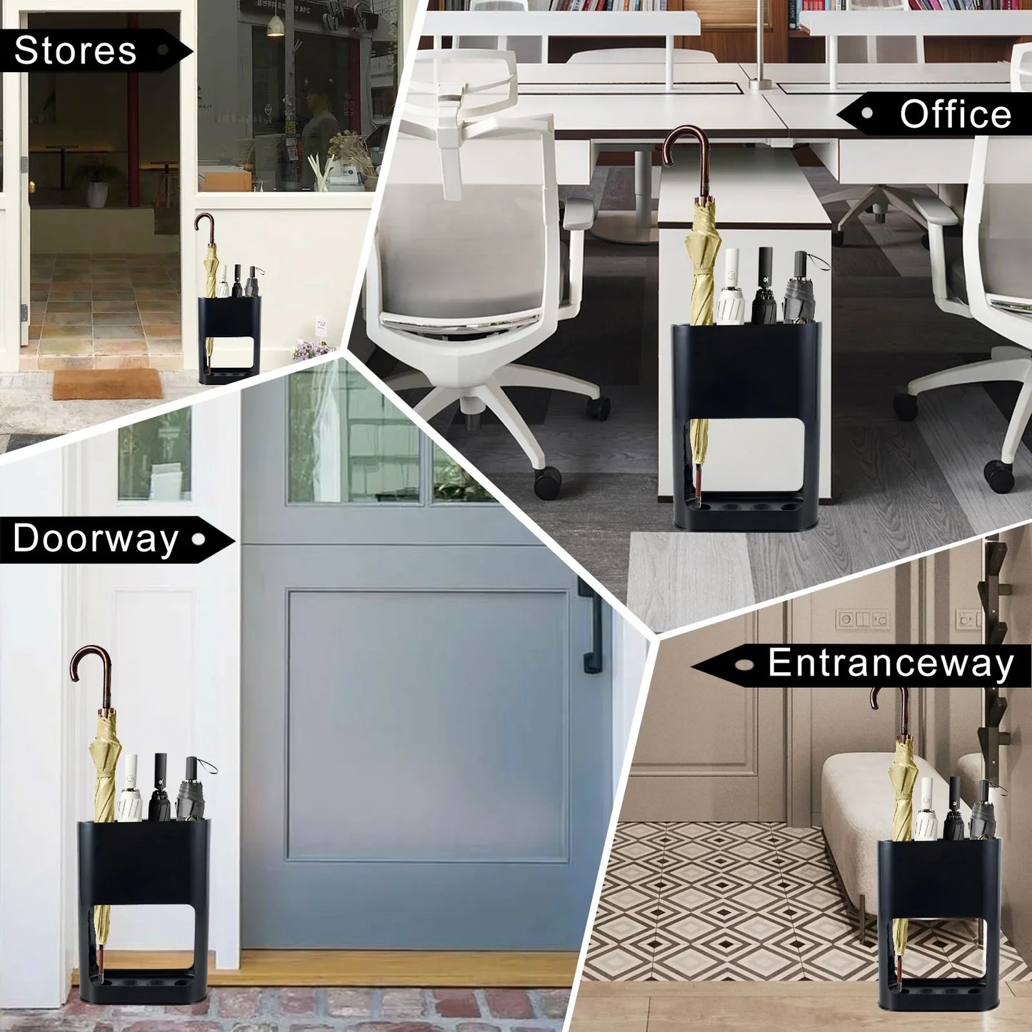 Plastic Umbrella Rack with Removable Tray – Home & Office