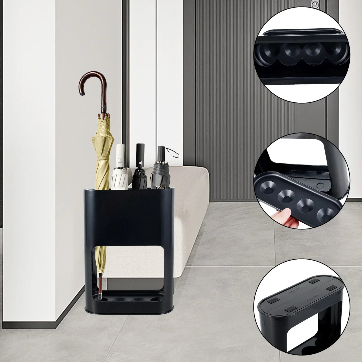 Plastic Umbrella Rack with Removable Tray – Home & Office