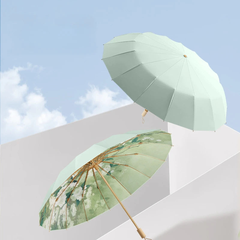 Vintage Folding Umbrella – UV & Rain Protection for Women