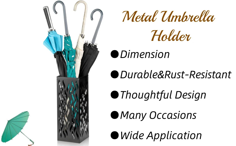 Metal Umbrella Holder, Heavy Square Canes Walking Sticks Stand Rack