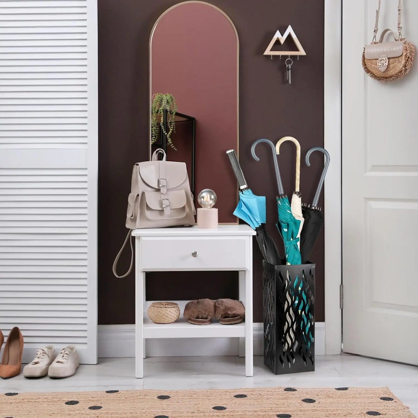 Metal Umbrella Holder, Heavy Square Canes Walking Sticks Stand Rack