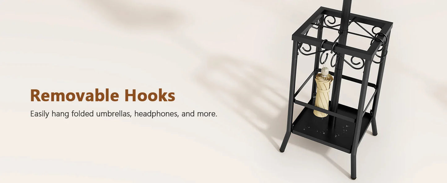 Coat Rack Freestanding, Entryway Hanger Stand, Umbrella Holder, Floor Standing Metal Tree Stand