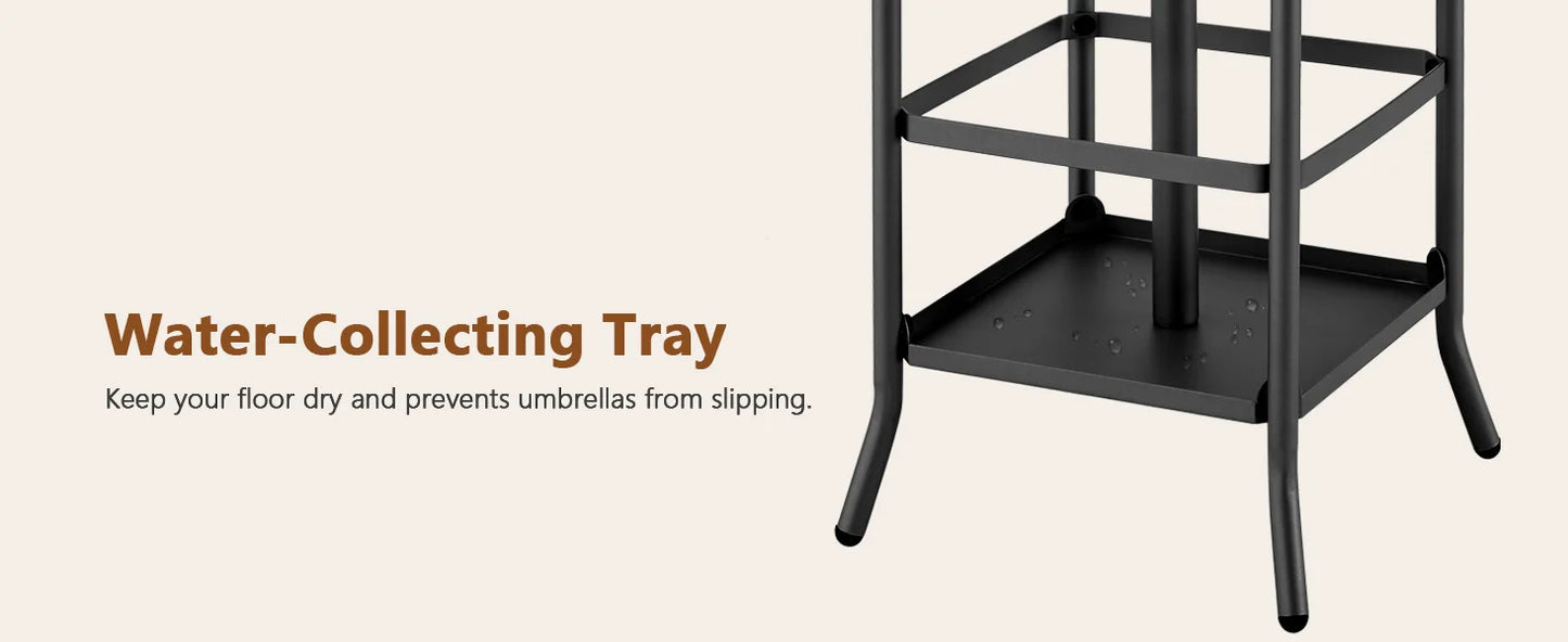 Coat Rack Freestanding, Entryway Hanger Stand, Umbrella Holder, Floor Standing Metal Tree Stand