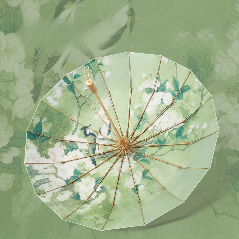 Vintage Folding Umbrella – UV & Rain Protection for Women