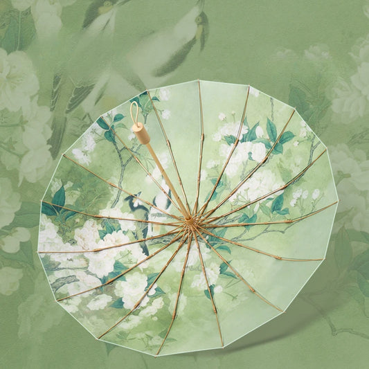 Vintage Folding Umbrella – UV & Rain Protection for Women