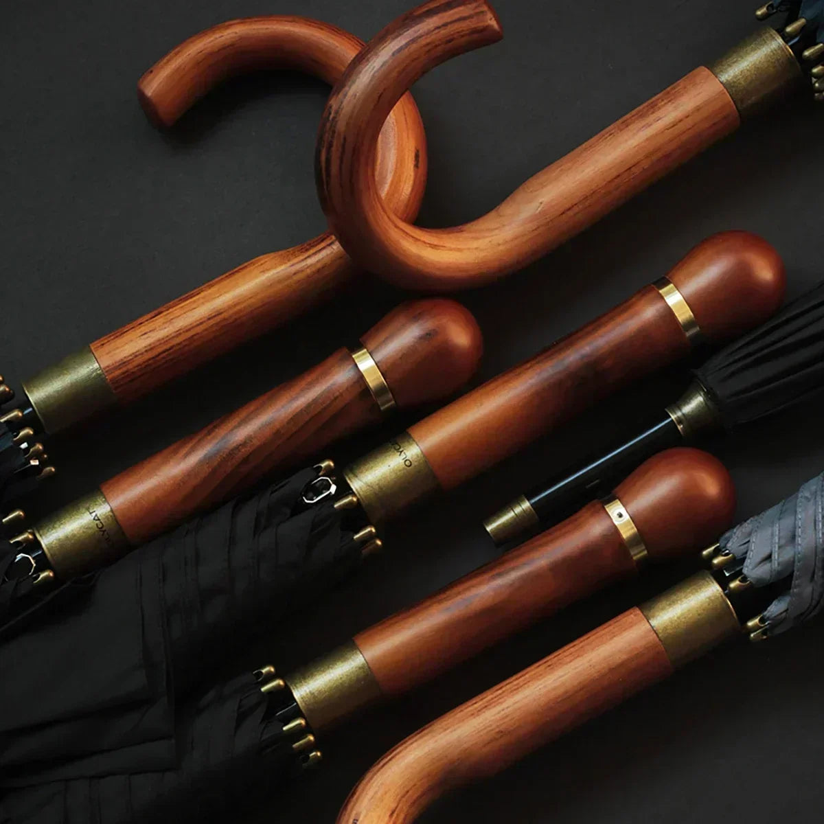Wooden Long Umbrella Men Business Vintage