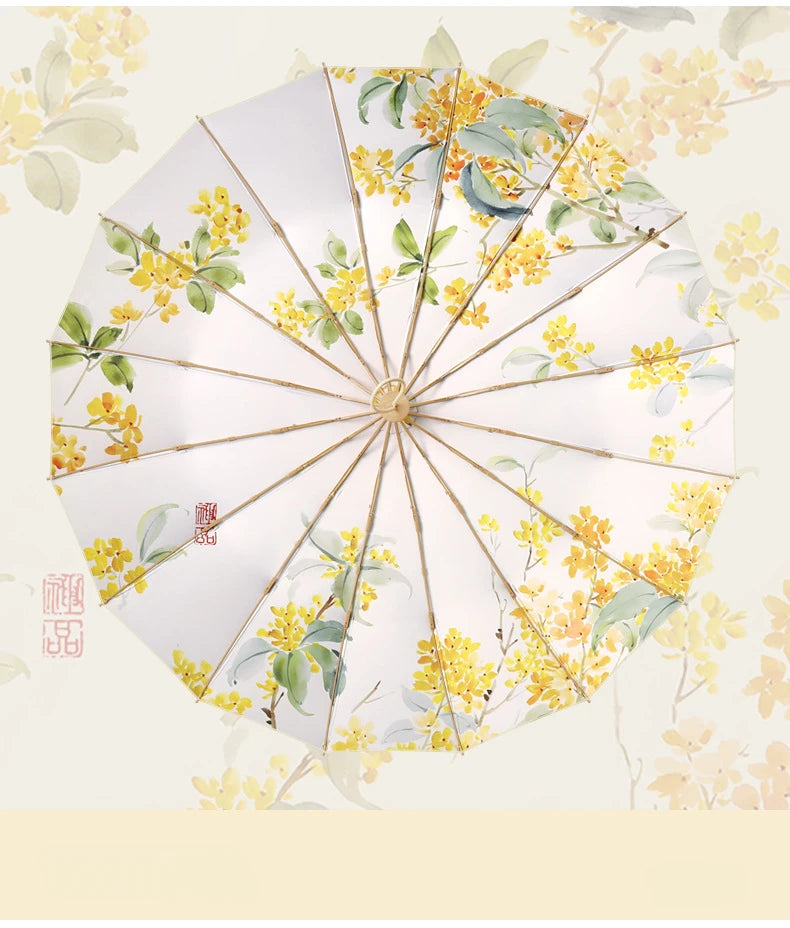 Vintage Folding Umbrella – UV & Rain Protection for Women